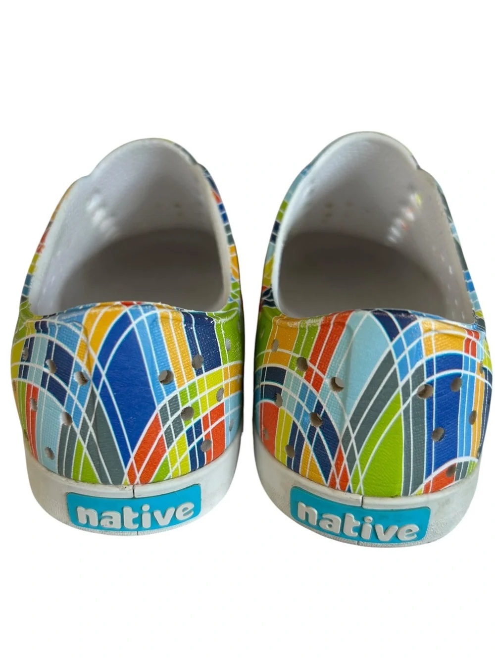 Native Kids Jefferson Sugarlite Rainbow Multi-Plaid Print Slip On Shoes Size C11